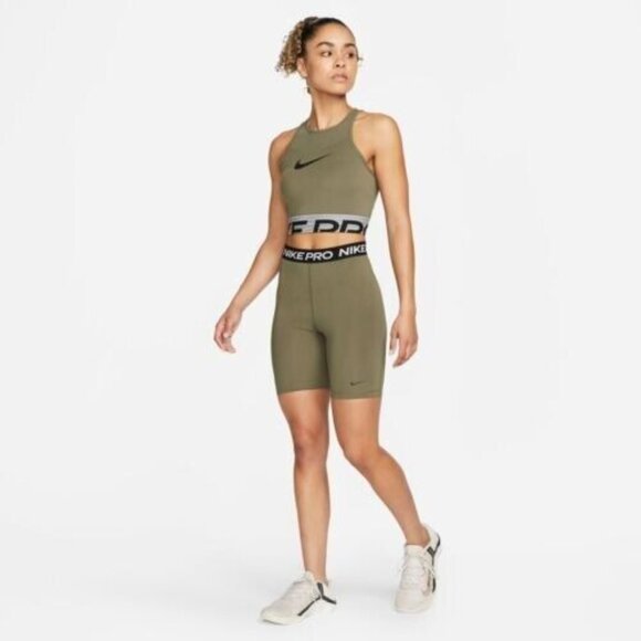 Nike Women Pro Dri-FIT Graphic Crop Training Top DM7689-222 Green Size XS Ex-Sm - Picture 5 of 5